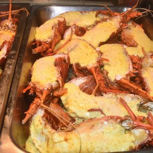 Crayfish dinner onboard the Eco Abrolhos