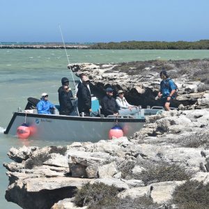 Getting to the fort at the Abrolhos Islands