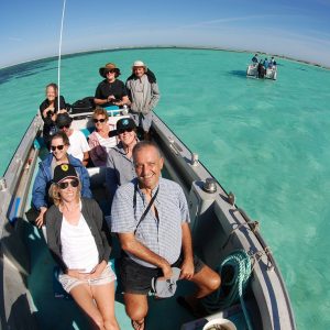 Eco Abrolhos Guests transiting the waters of teh Abrolhos Islands